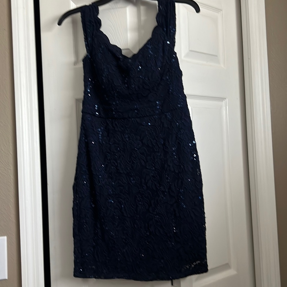 Navy blue sparkle homecoming dress